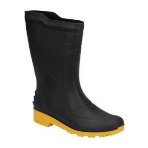 Bota Pega Forte Preta/Amarela Cano Médio N.45 Sem Forro