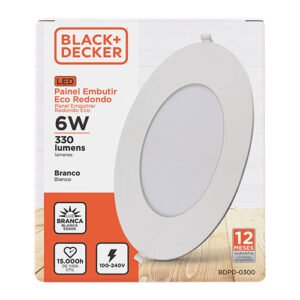 Luminária Led Embutir Redondo 06w 6500k 12cm Black & Decker Eco